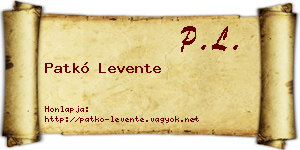Patkó Levente névjegykártya